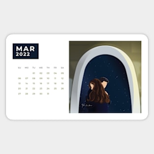 Calendar 2022 March with Korean Dramas Sticker